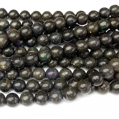 15.5“ Natural Genuine Black Opal Round Loose Gemstone Jewelry Necklaces Bracelets Gemstones Beads 06895