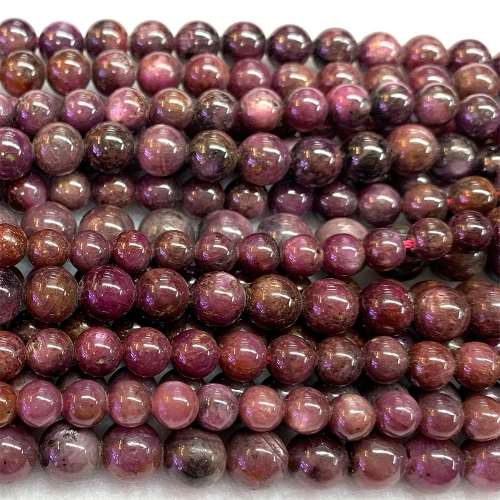 16 “ Veemake Natural Genuine Purple Red Starlight Star Ruby Round Loose Gemstone Jewelry Beads Making Necklaces Bracelets  06782
