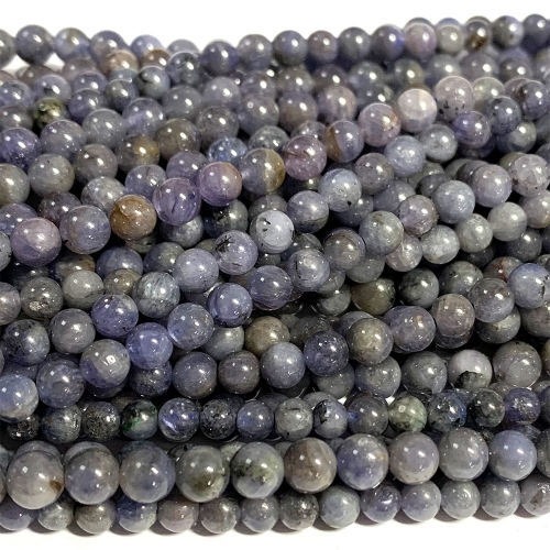 15“ Veemake Natural Genuine Purple Blue Tanzanite Round Loose Gemstone Jewelry Beads Making Necklaces Bracelets  07024