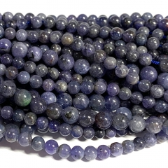 15“ Veemake Natural Genuine Purple Blue Tanzanite Round Loose Gemstone Jewelry Beads Making Necklaces Bracelets  07026