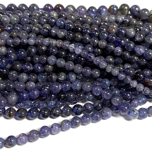 15“ Veemake Natural Genuine Purple Blue Tanzanite Round Loose Gemstone Jewelry Beads Making Necklaces Bracelets  07023