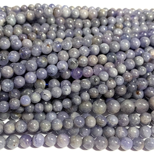 15“ Veemake Natural Genuine Purple Blue Tanzanite Round Loose Gemstone Jewelry Beads Making Necklaces Bracelets  07025