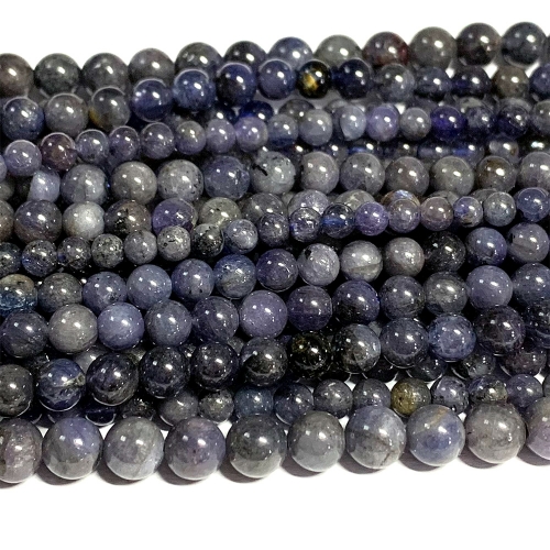 15“ Veemake Natural Genuine Purple Blue Tanzanite Round Loose Gemstone Jewelry Beads Making Necklaces Bracelets  07019