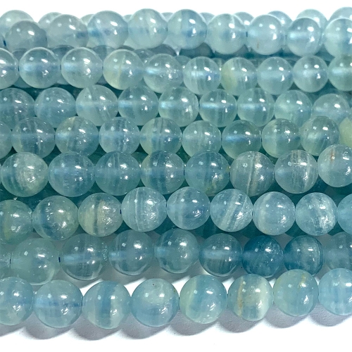 15.5“ Veemake Natural Genuine Blue Calcite Round Loose Gemstone Jewelry Beads Making Necklaces Bracelets  07056