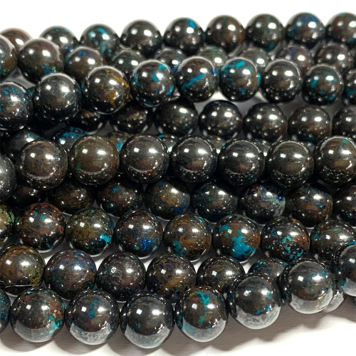 15.5“ Veemake Natural Genuine Brown Azurite Round Loose Gemstone Jewelry Beads Making Necklaces Bracelets  07052