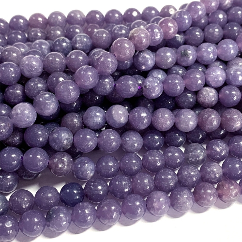 15.5“ Veemake Natural Genuine Violet Purple Lepidolite  Round Loose Gemstone Jewelry Beads Making Necklaces Bracelets  07054