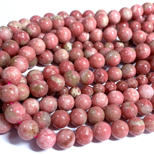 16" Natural Genuine Red Pink Thulite Round Loose Gemstone Jewelry Necklaces Bracelets Gemstones Beads 07033