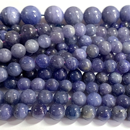 16” Veemake Natural Genuine Purple Blue Tanzanite Round Loose Gemstone Jewelry Beads Making Necklaces Bracelets  07142