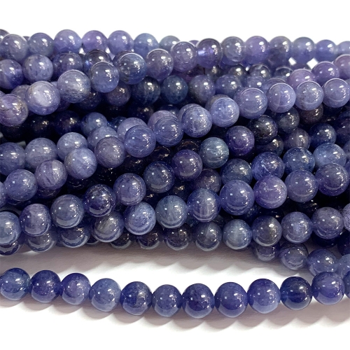 16" Veemake Natural Genuine Purple Blue Tanzanite Round Loose Gemstone Jewelry Beads Making Necklaces Bracelets  07146
