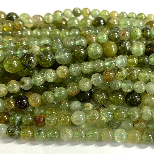 15.5" Veemake Natural Genuine Green Tsavorite Round Loose Gemstone Jewelry Beads Making Necklaces Bracelets  07153