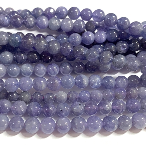 16” Veemake Natural Genuine Purple Blue Tanzanite Round Loose Gemstone Jewelry Beads Making Necklaces Bracelets  07145