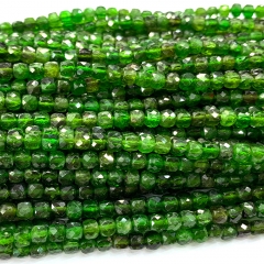 15.5" Veemake Natural Genuine Green Chrome Diopside Irregular Cube Faceted Small Jewelry Loose Beads 06868
