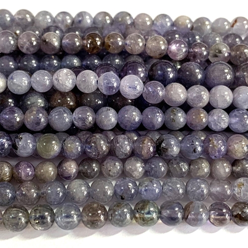15" Veemake Natural Genuine Purple Blue Tanzanite Round Loose Gemstone Jewelry Beads Making Necklaces Bracelets  07139