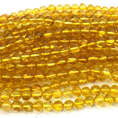 15.5" Veemake Natural Genuine Clear Yellow Amber Round Loose Gemstone Jewelry Beads Making Necklaces Bracelets  07074