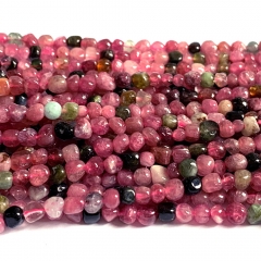 Veemake Real Natural Genuine High Quality Black Pink Tourmaline Nugget Free Form Fillet Irregular Pebble necklace bracelet Beads 3-4mm 07256