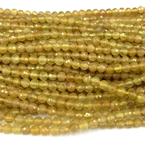 15.5 " Veemake Natural Genuine Gemstones Yellow Apatite Round Faceted Making Necklaces Bracelets Jewelry Beads 07281