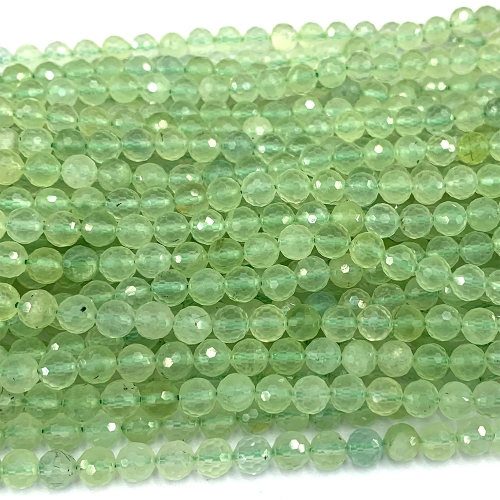 15.5 " Veemake Natural Genuine Gemstones Green Prehnite Round Faceted Making Necklaces Bracelets Jewelry Beads 07275