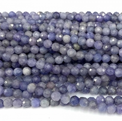 15.5 " Veemake Natural Genuine Gemstones Blue Tanzanite Round Faceted Making Necklaces Bracelets Jewelry Beads 07297