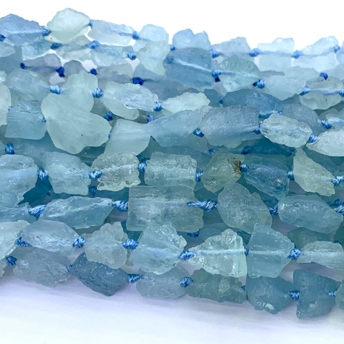Natural Genuine Raw Mineral Blue Aquamarine Nugget Free Form Loose Rough Matte Faceted Necklace Bracelet Jewelry Beads 07347