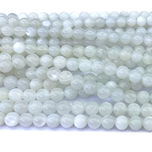 Veemake Genuine Natural White Moonstone Necklaces Bracelets Round Loose Beads Jewelry Making  15.5" 07326