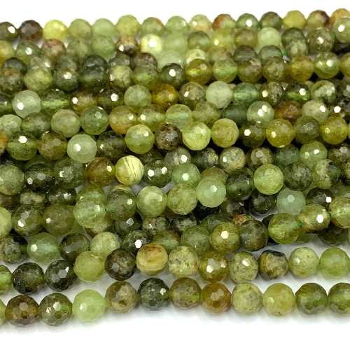 15.5 " Veemake Natural Genuine Gemstones Yellow Green Tsavorite Green Garnet Round Faceted Making Necklaces Bracelets Jewelry Beads 07311