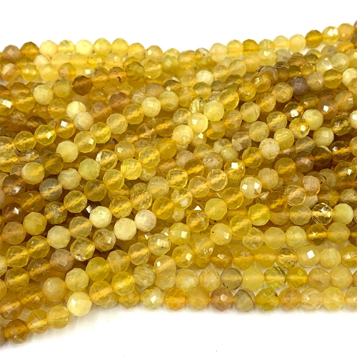 15.5 " Veemake Natural Genuine Gemstones Yellow Opal Faceted Making Necklaces Bracelets Jewelry Loose Beads 07322