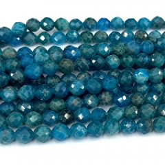 15.5 " Veemake Natural Genuine Gemstones Blue Apatite Faceted Making Necklaces Bracelets Jewelry Loose Beads 07313