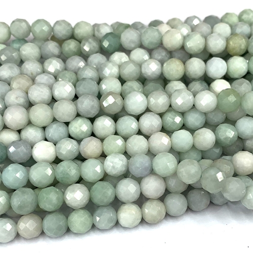 15.5 " Veemake Natural Genuine Gemstones Green Jadeite Jade Round Faceted Making Necklaces Bracelets Jewelry Beads 07268