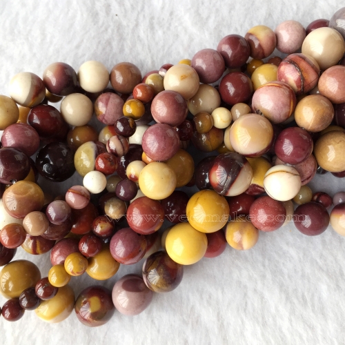 Natural Genuine Red Yellow Mookaite Moukaite Round Jewellery Loose Necklace or bracelet Beads 4-14mm  15.5" 06084