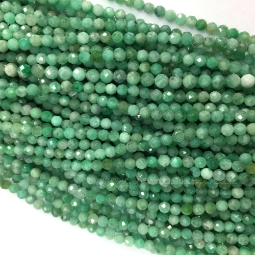 Genuine Natural Dark Green Emerald Semi-precious stones Faceted Round Necklaces Bracelets Jewelry Beads  2mm 3mm 4mm 15.5" 06092