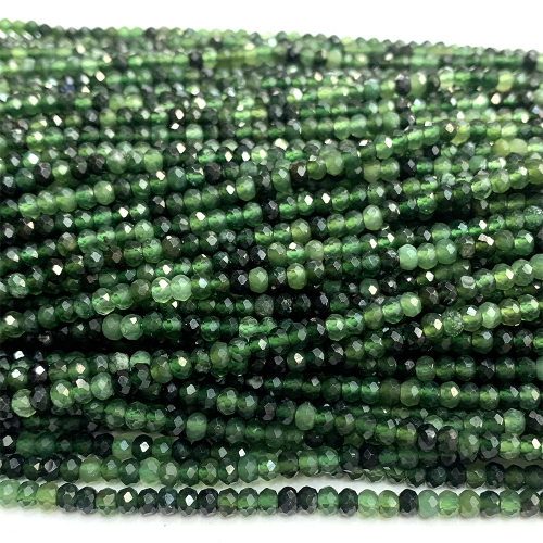 15.5 " Veemake Natural Genuine Canada Dark Green Jade Faceted Small Rondelle Jewelry Bracelets Necklaces Loose Beads 07374