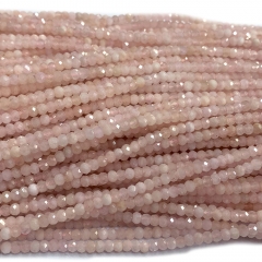 15.5 " Veemake Natural Genuine Sanidine Pink Morganite Faceted Rondelle Bracelets Jewelry Loose beads 07395