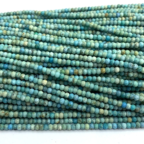 15.5 " Veemake Natural Genuine Blue Opal Faceted Small Rondelle Jewelry Bracelets Necklaces Loose Beads 07378
