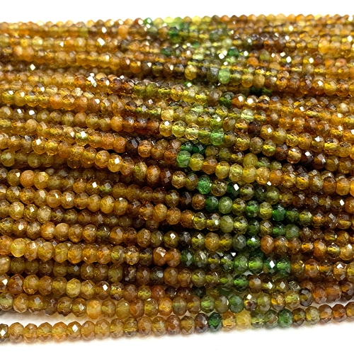 15.5 " Veemake Natural Genuine Yellow Green Tourmaline Faceted Small Rondelle Jewelry Bracelets Necklaces Loose Beads 07389