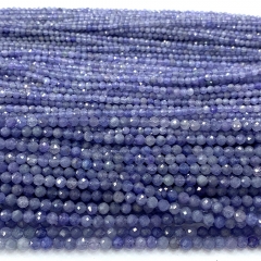 15.5 " Veemake Natural Genuine Gemstones Purple Blue Tanzanite Round Faceted Small making necklaces bracelets jewelry beads 07259