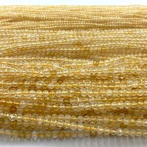 15.5 " Veemake Natural Genuine Gemstones Clear Yellow Crystal Citrine Round Faceted Small making necklaces bracelets jewelry beads 07437