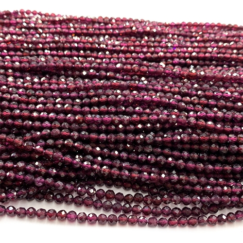 15.5 " Veemake Natural Genuine Gemstones Clear Almandite Pyralmandite Red Purple Garnet Round Faceted Small Beads 07436