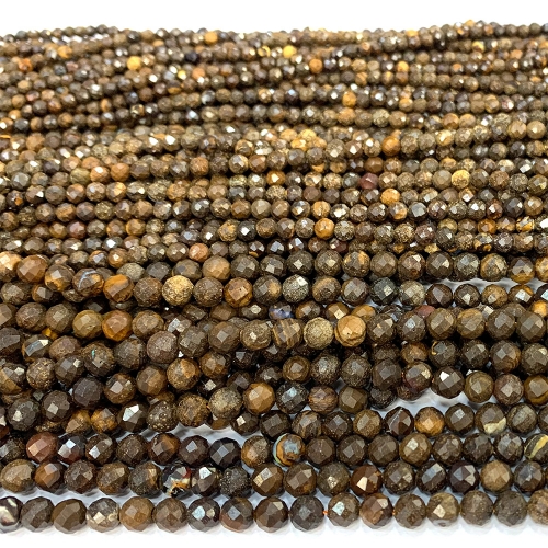 Natural Genuine Brown Fire Opal Hand Cut Faceted Round Loose Small Jewelry Design Necklaces Bracelets Loose Beads 15.5" 07526
