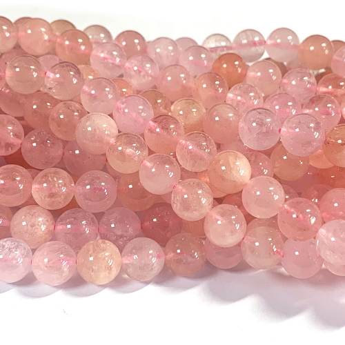 15.5" Veemake Natural Genuine Pink Morganite Round Loose Gemstone Beads  Necklaces Bracelets Jewelry Design 07538
