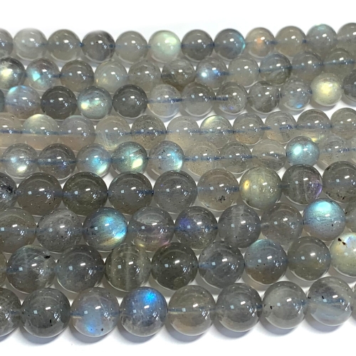 Veemake Genuine Natural Gray Flash Blue Light Labradorite Necklaces Bracelets Round Loose Beads Jewelry Design 15.5" 07531