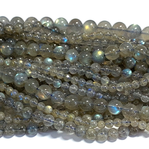 Veemake Genuine Natural Gray Flash Blue Light Labradorite Necklaces Bracelets Round Loose Beads Jewelry Design 15.5" 07527