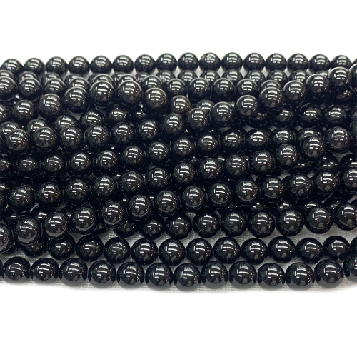 High Quality Natural Genuine Black Tourmaline Round Beads 6mm 8mm 10mm 12mm 14mm 16mm 18mm 16" 03678