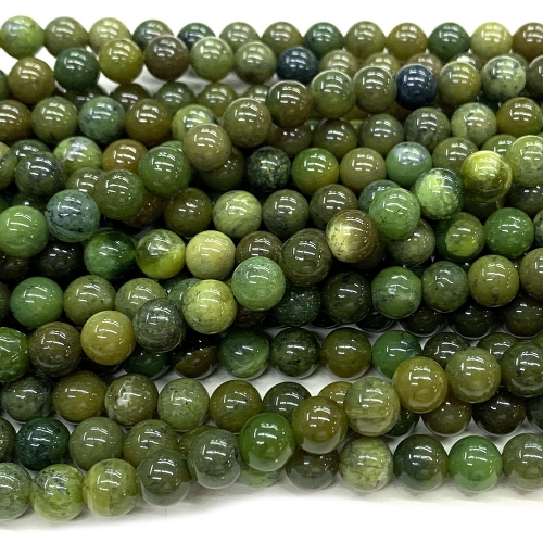 Natural Genuine Canada Yellow Green Jade Round Loose Gemstone Stone Beads Jewelry Design Necklace Bracelets 07543
