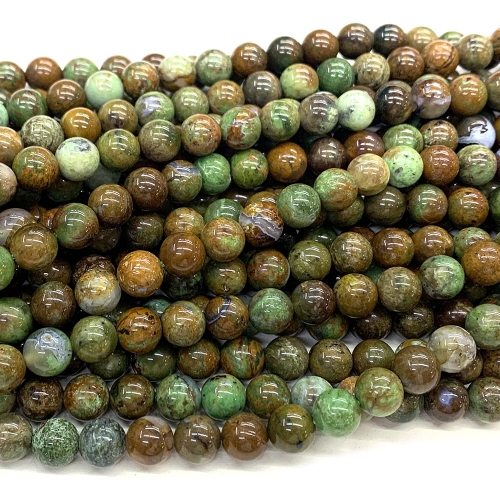 Natural Genuine Brown Green Opal Round Loose Gemstone Stone Beads Jewelry Design Necklace Bracelets 07546