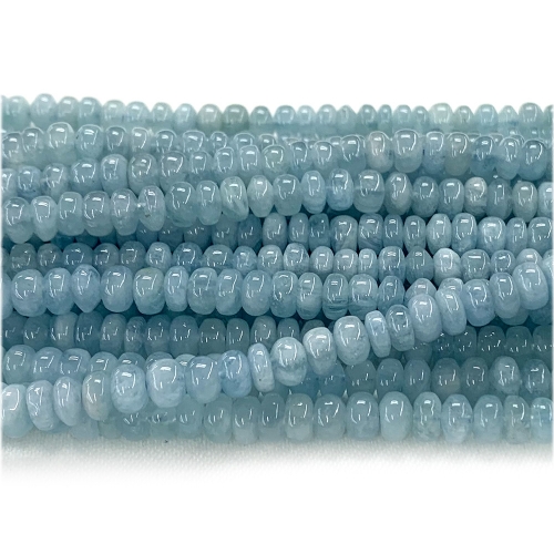 High Quality Natural Genuine Clear Blue Aquamarine Loose Gemstone Rondelle Jewelry Necklaces Bracelets Beads 07627