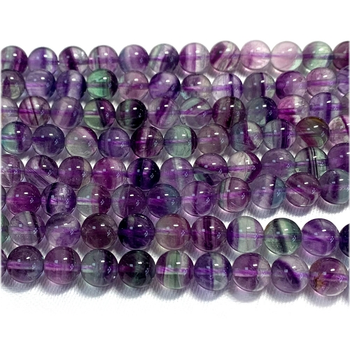 Veemake High Quality Genuine Natural Clear Lace Purple Fluorite Round Loose Necklaces Bracelets Beads Jewelry Making  15.5" 07621