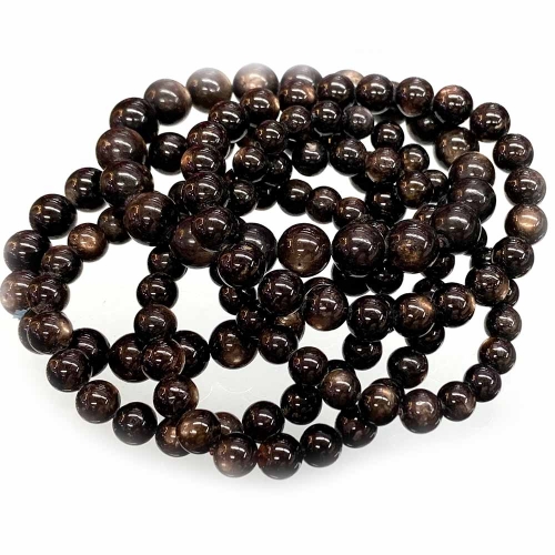 Natural Real Genuine Black Star Sapphire Gold Light Round Loose Beads Jewerly Bracelets 07610