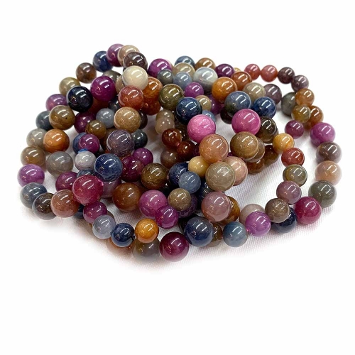 High Quality Natural Real Genuine Purple Red Yellow Blue Sapphire  Ruby Round Loose Beads Jewerly Necklaces Bracelets 07613