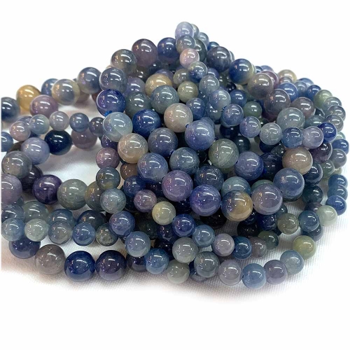 High Quality Natural Real Genuine Light Blue Sapphire  Round Loose Beads Jewerly Necklaces Bracelets 07616