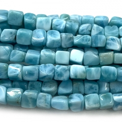 High Good Quality Natural Genuine Blue Larimar Grand Nugget Free Form Fillet Irregular Pebble Cube Beads 07635